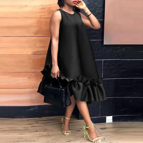 Load image into Gallery viewer, Summer Women Prom Pleated Long Dresses 2025 New Sleeveless Ruffle Trim A-line Party Midi Dresses for Woman Clothing
