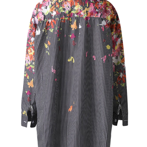 Load image into Gallery viewer, Women Black Striped Pattern Printed Big Size Blouse New Lapel Long Sleeve Shirt Fashion Tide Spring Autumn 2025 29L9965
