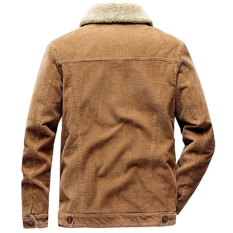 Fashion Solid Color Cotton Jacket clothes Men's Winter Zipper Jacket Plus Velvet Overcoat Corduroy Tooling Casual Parka Korean