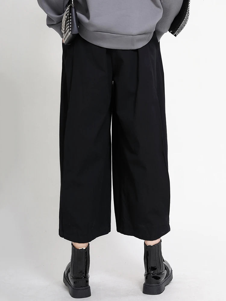 High Elastic Waist Yellow Pleated Shaped Pocket Wide Leg Pants New Trousers Women Fashion Tide Spring Autumn 2025 1DD0404