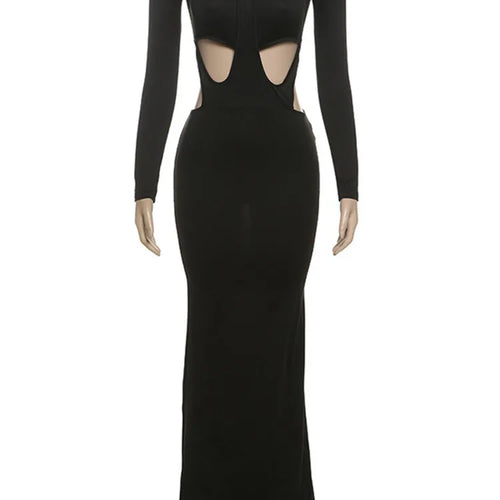 Load image into Gallery viewer, Sexy Hollow Out Long Sleeved Square Neck Bodycon Party Club Evening Dress Women 2025 Spring New Elegant Tight Vestido
