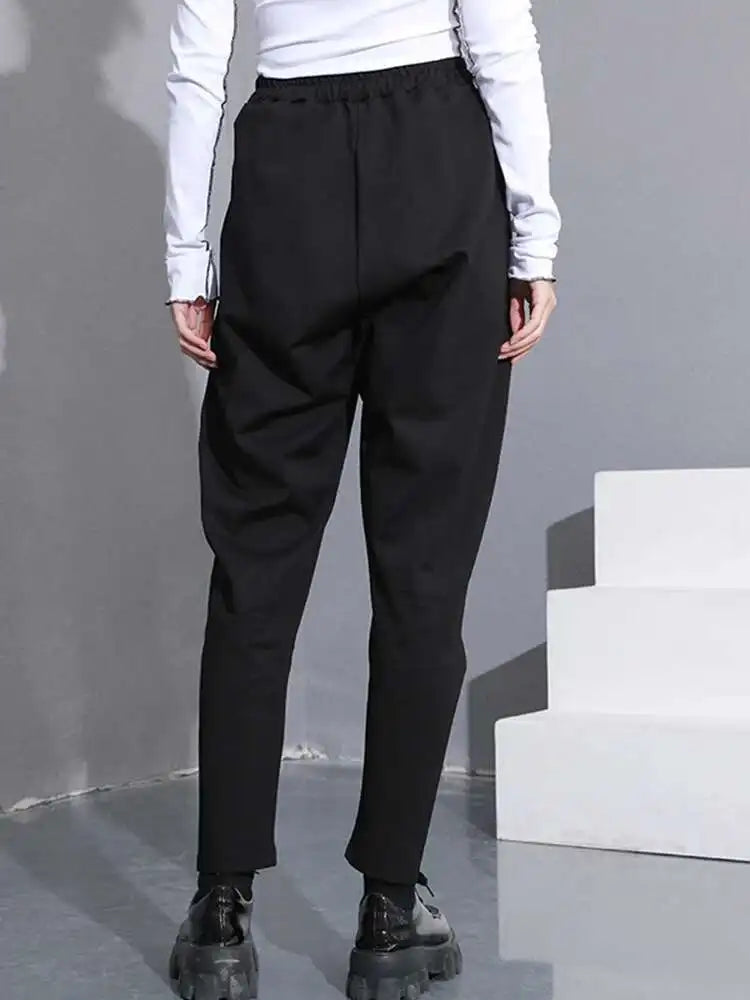 High Elastic Waist Black Casrual Long Harem Trousers New Loose Fit Pants Women Fashion Tide Spring Autumn 2025 1DC41901