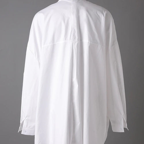 Load image into Gallery viewer, Women White Pocket Spliced Big Size Casual Blouse New Lapel Long Sleeve Shirt Fashion Tide Spring Autumn 2025 30A1910
