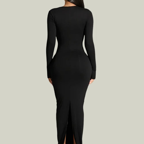 Load image into Gallery viewer, Sexy Black Evening Party Dress Women Elegant Fall Winter Outfits Asymmetrical Long Sleeve Slit Maxi Dresses C18-CC28
