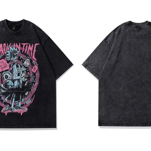 Load image into Gallery viewer, Vintage Tshirt Streetwear Hip Hop Japanese Zombie Anime Cartoon Graphic Print Washed T-Shirt Harajuku Punk Gothic Oversized Tops
