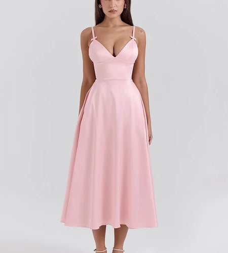 Elegant Spaghetti Strap Bodycon Party Evening Dress Women Sexy Deep V Backless Female Slim Vestido Autumn/Winter 2025