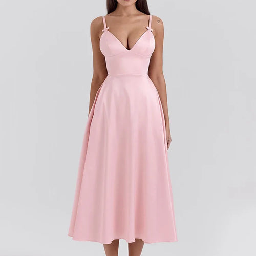 Load image into Gallery viewer, Elegant Spaghetti Strap Bodycon Party Evening Dress Women Sexy Deep V Backless Female Slim Vestido Autumn/Winter 2025
