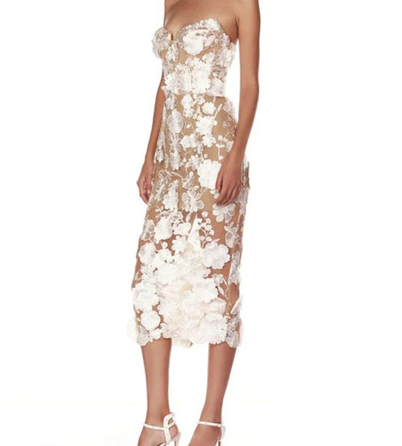 Hit Color Spliced Appliques Dresses For Women Strapless Sleeveless High Waist Temperament Dress Female Fashion New