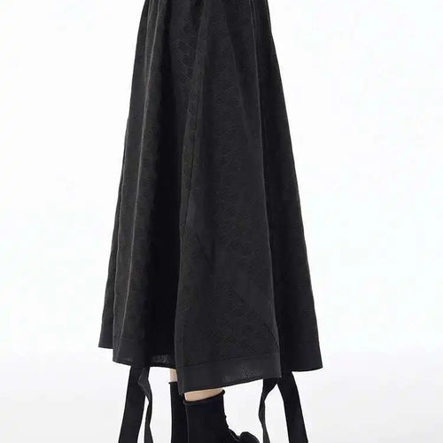 Load image into Gallery viewer, High Elastic Waist Black Tie Dye Ribbons Spliced A-line Half-body Skirt Women Fashion Tide New Spring Autumn 2025 1DH6608
