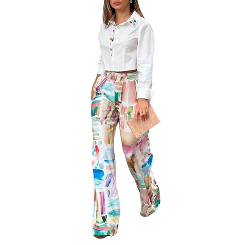 Load image into Gallery viewer, Spring Summer Loose Printed Pants 2024 New Leisure Fashion High Waisted Office Trousers For Women
