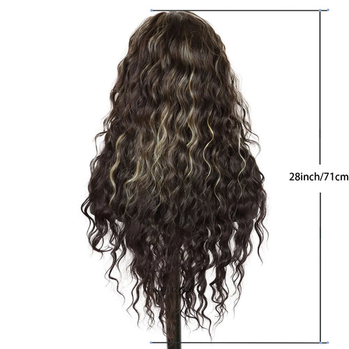 Load image into Gallery viewer, Long Curly Wigs for Women Synthetic Hair Brown Mix Blonde Wig Casual Hairstyles Water Wave Wig Natural Highlights Thick Hair Top
