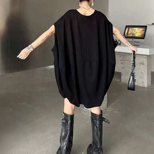 Load image into Gallery viewer, Women Black White Brief Big Size Casual Mini Dress New Round Neck Short Sleeve Fashion Tide Spring Summer 2025 1DH5840
