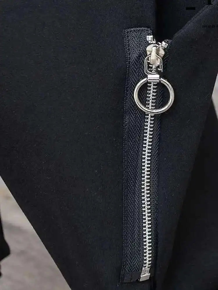 High Elastic Waist Black Pocket Zipper Long Casual Cross Pants New Trousers Women Fashion Tide Spring Autumn 2025  1DH6417