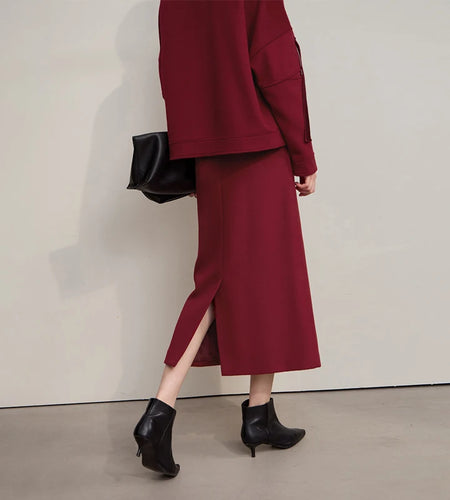 Women's Skirt 2025 Winter New Minimalist Solid Color Commuter Skirts For Woman Wool Long Versatile Clothing Female 12544047