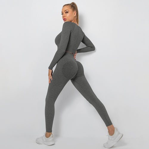 Load image into Gallery viewer, Seamless Two-piece sets Long Sleeve Anti-Shrink High Waist Yoga Tracksuits Hip Pants Female Ensemble Sport Cycling Wear
