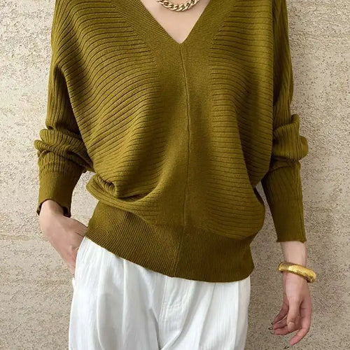 Load image into Gallery viewer, Red Big Size Elegant Knitting Sweater V-Neck Long Sleeve Women Pullovers New Fashion Tide Spring Autumn 2025 1DH7257

