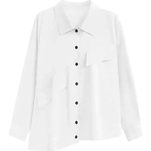 Load image into Gallery viewer, Women Blue Big Size Irregular Casual Blouse New Lapel Long Sleeve Loose Fit Shirt Fashion Tide Spring Autumn 2025 1DH3555
