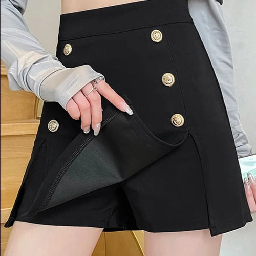 Load image into Gallery viewer, Buttons Black Slim Sexy Female Fashion Skirt High Waist Solid Color Casual Women&#39;s Mini Skirts Simple Chic Office Lady
