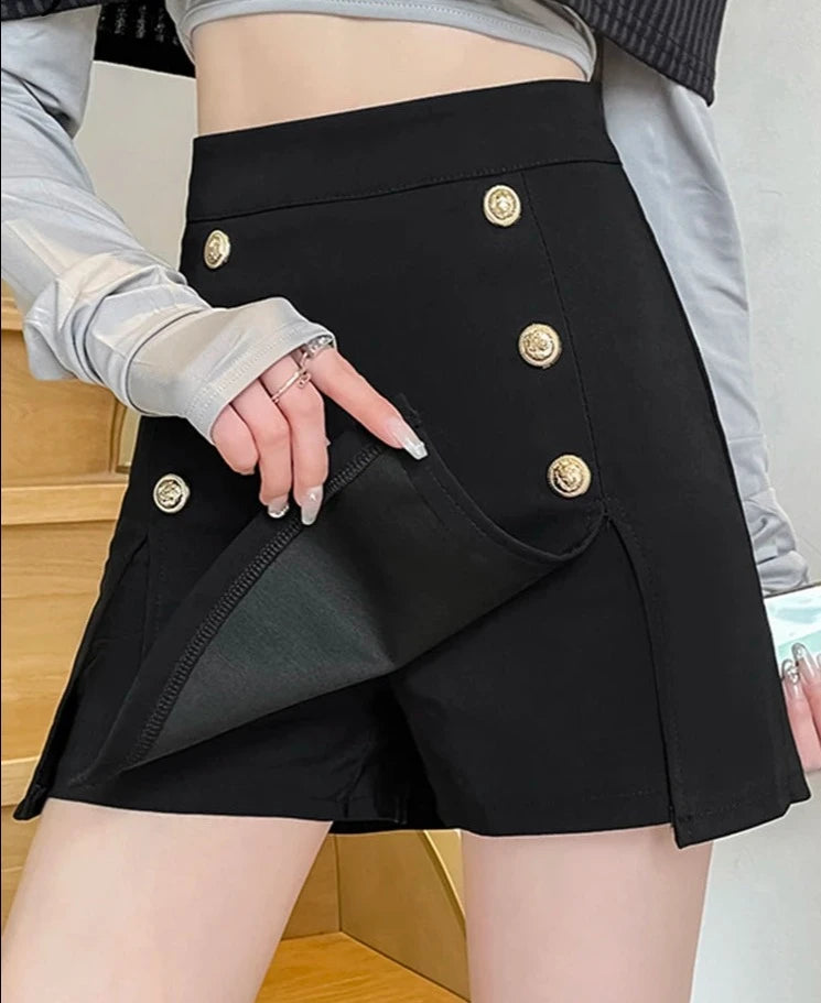 Buttons Black Slim Sexy Female Fashion Skirt High Waist Solid Color Casual Women's Mini Skirts Simple Chic Office Lady