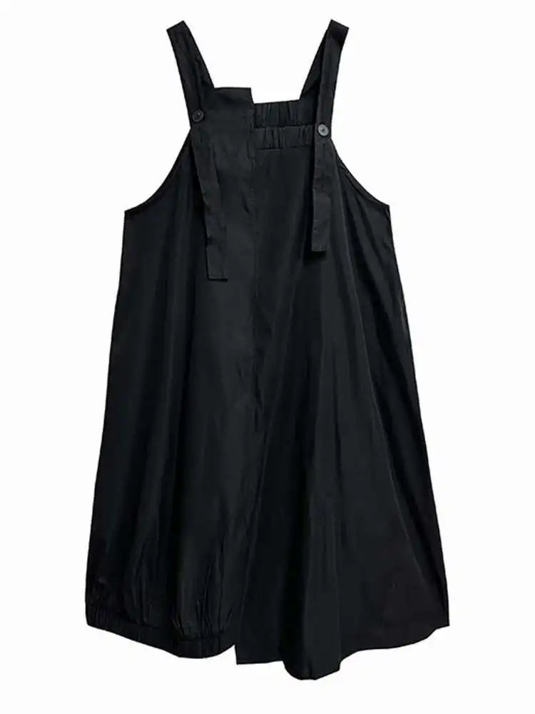 Women Coffee Irregular Spliced Big Size Strap Dress New Square Collar Sleeveless Fashion Tide Spring Autumn 2025 1DJ0050