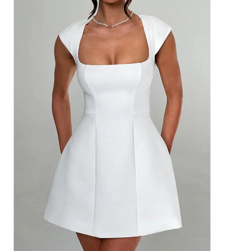 Elegant Sleeveless Square Collar Zipper Tight Skirt Sexy Bodycon Party Evening Dress Summer New 2024 Female Slim Vestido