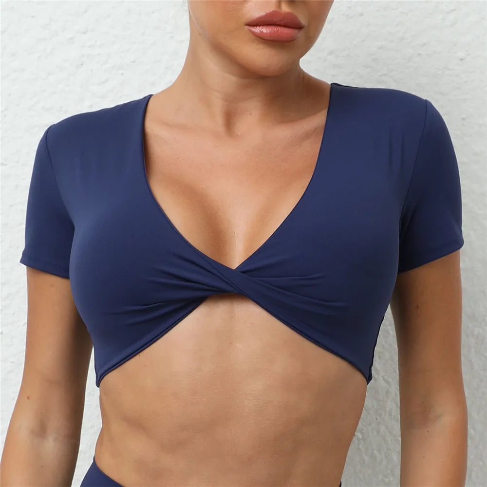 Pad Nylon Fitness High Impact Strap Gym Sport Bra Women Quick Dry Crop Top Push Up Workout Running Active Crop Tops Shirt