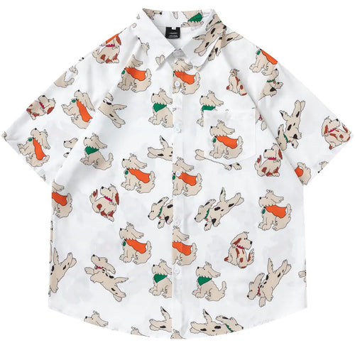 Load image into Gallery viewer, Hawaiian Shirts Cartoon Dog Graphic Printed Beach Blouse Harajuku Baggy Button Up Short Sleeve Shirt Hip Hop Casual Summer Tops
