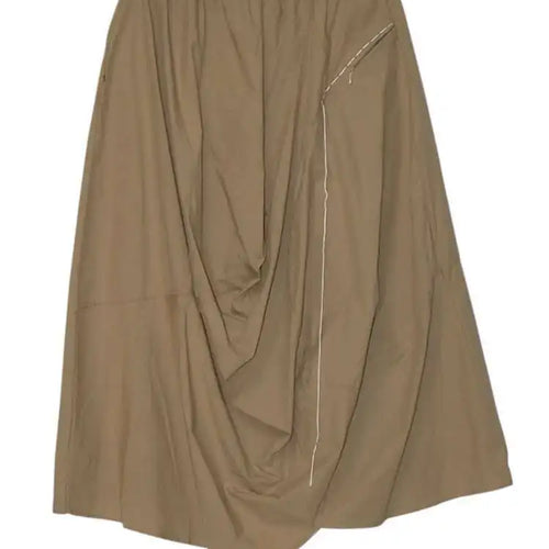 Load image into Gallery viewer, High Elastic Waist Khaki Pleated Irregular A-line Half-body Skirt Women Fashion Tide New Spring Autumn 2025 1DJ0225
