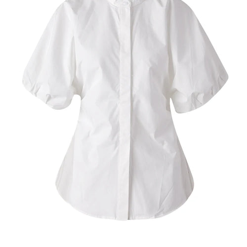 Load image into Gallery viewer, Women Coffee Shaped Elegant Blouse New Stand Collar Short Puff Sleeve Shirt Fashion Tide Spring Summer 2025 CPG3251
