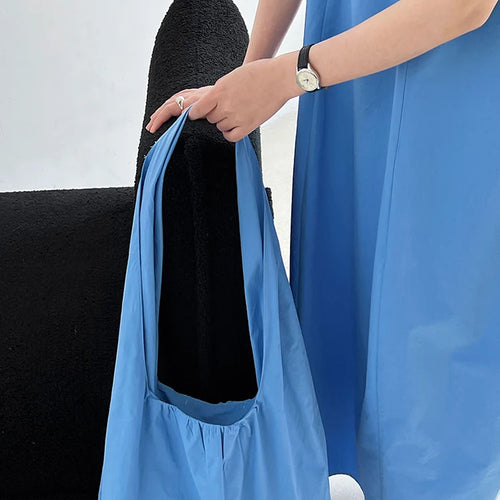 Load image into Gallery viewer, Women Blue With Bag Brief Elegant Long Vest Dress New Round Neck Sleeveless Fashion Tide Spring Autumn 2025 1DJ1112
