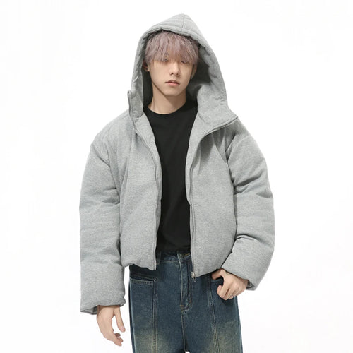 Load image into Gallery viewer, Men&#39;s Padded Jackets Hooded Korean Style Zipper Thickened Coats Solid Color Casual Simpl Short Male Cotton Tops 2024 9C9332
