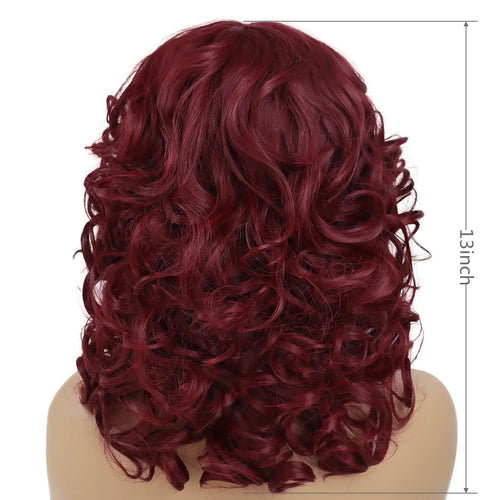 Load image into Gallery viewer, High Quality Synthetic Wigs for Women Red Hair Hispanic Curly Wig with Bangs Fluffy Short Afro Wig Daily Regular Wig
