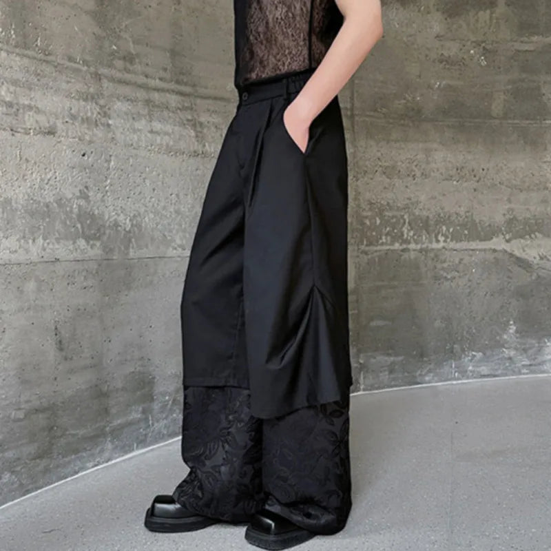 Dark Style Trousers Niche Design Personalized Patchwork Wide Leg Casual Pants Fashion Full Length Summer Trend 9C6004