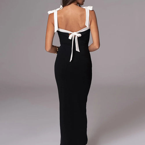 Load image into Gallery viewer, Lace-up Backless Sexy Maxi Dress Women Square Collar Patchwork Sleeveless Bodycon Club Party Sexy Long Dress Elegant
