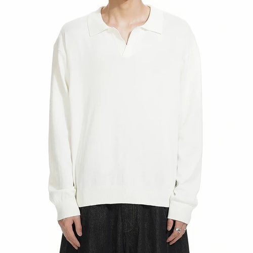 Load image into Gallery viewer, Men&#39;s T-shirts New American Long Sleeve T-shirt Turn-down Collar Style Male Solid Color Tops Menwear Spring Summer 9W1459
