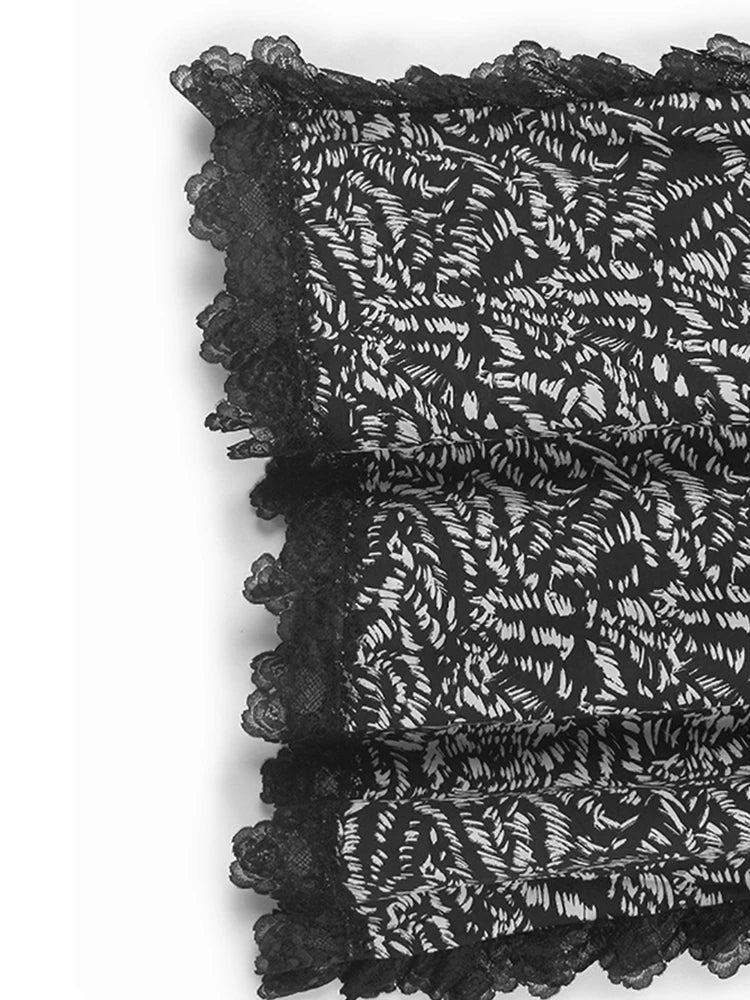 Women Gray Lace Color-block Big Size Midi Dress New Round Neck Short Sleeve Fashion Tide Spring Summer 2025 1DJ0921