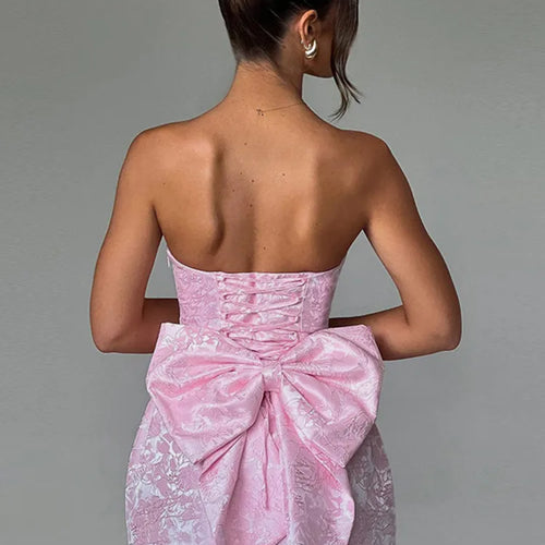 Load image into Gallery viewer, Backless Bow Sexy Mini Dress For Women Fashion Off-shoulder Strapless Sleeveless Bodycon Club Party Dress Elegant
