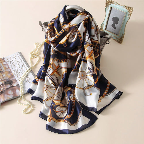 Load image into Gallery viewer, Fashion Women 100% Pure Silk Scarf Female Luxury Brand Print Paisley Foulard Shawls and Scarves Beach Cover-Ups SFN163
