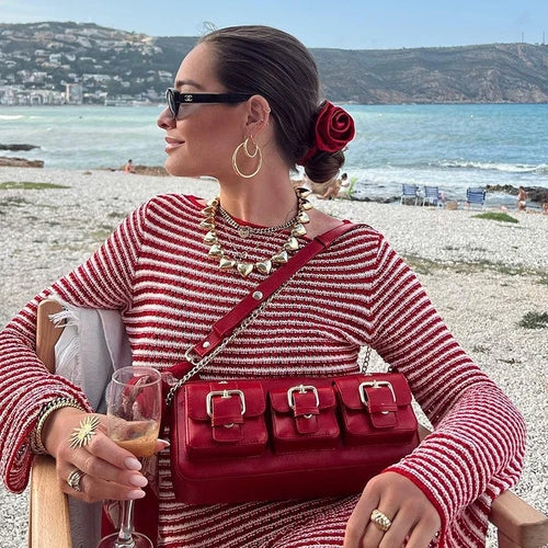 Load image into Gallery viewer, Striped Knit Mini Dress For Women Autumn Winter New O Neck Long Sleeve Contrast Color High Waist Beach Sexy Dress New
