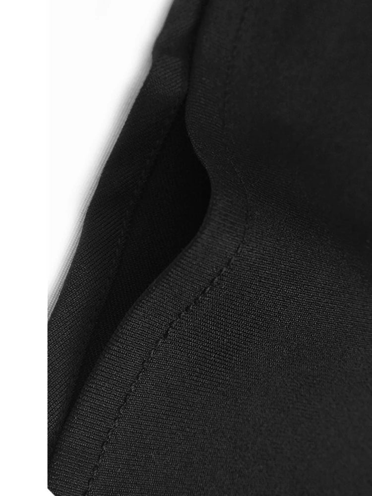 Women Black Color-block Pleated Big Size  Strap Dress New Square Collar Sleeveless Fashion Tide Spring Autumn 2025 1DH6342