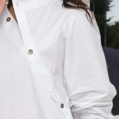 Load image into Gallery viewer, White Women Shirts Blouses Buttoned Asymmetric Split-Front Summer Long Sleeves Casual Shirts Tops for Women
