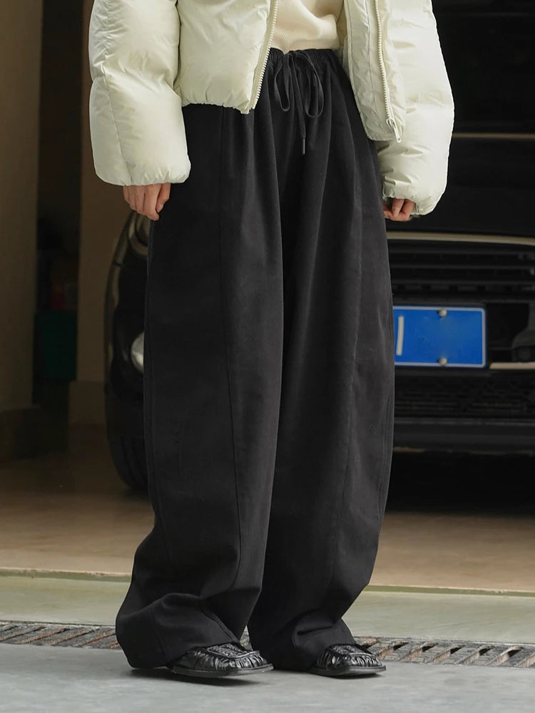 High Elastic Waist Beige Casual Long Wide Leg Pants New Loose Fit Trousers Women Fashion Tide Spring Autumn 2025 1DH2803