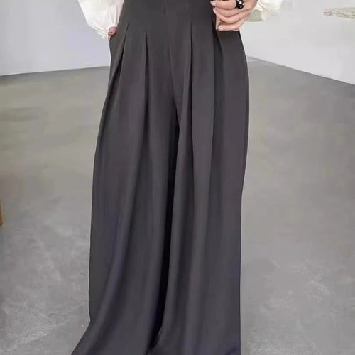 Load image into Gallery viewer, Solid Loose Spliced Folds Casual Pants for Women High Wasit Temperament Wide Leg Pant Female Fashion Clothing New
