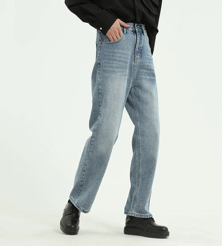 Men's Wear Simple Male Slim Jeans Korean Straight Tube Denim Pants Men Solid Color Vintage Clothing Summer New Chic 9W1993