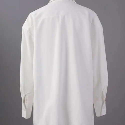 Load image into Gallery viewer, Women White Rivet Spliced Big Size Casual Blouse New Lapel Long Sleeve Shirt Fashion Tide Spring Autumn 2025 CPG2917
