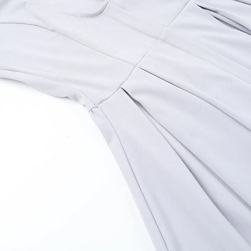 Load image into Gallery viewer, Gray Long Sleeve Sexy Mini Dress Women Solid V Neck High Waist A-line Club Party Pleated Sexy Dress Elegant Clubwear
