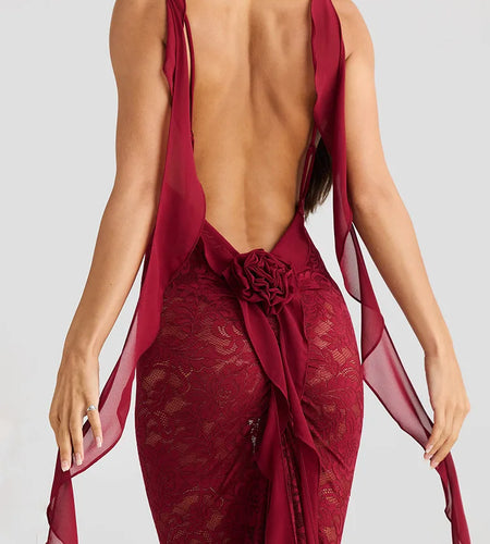 Sexy Sleeveless Lace Patchwork Print Women Backless Party Evening Dress 2024 New Trailing Long Skirt Flowing Vestido