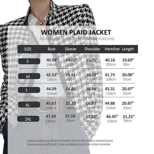 Load image into Gallery viewer, Women's Houndstooth Outerwears &amp; Jacket Stand Collar Long Sleeves Autumn Winter Fall Clothes 2024 Women Classics Coat
