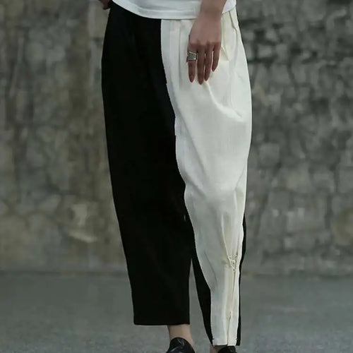 Load image into Gallery viewer, High Waist Black Color-block Drawstring Long Pants New Loose Fit Trousers Women Fashion Tide Spring Autumn 2025 1DF7980
