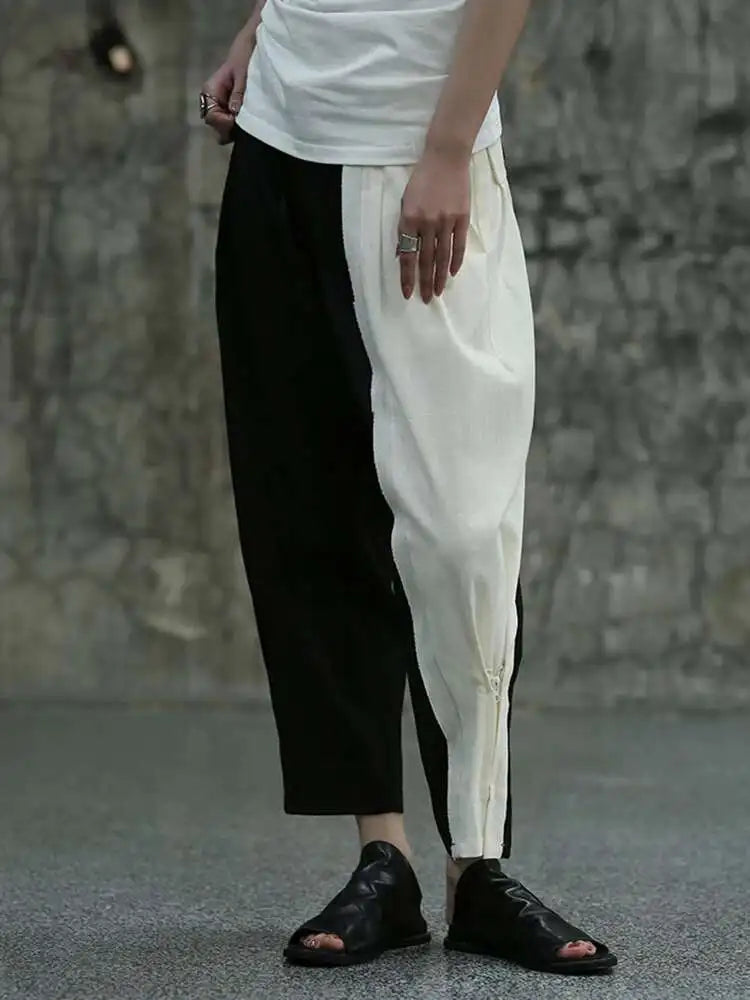 High Waist Black Color-block Drawstring Long Pants New Loose Fit Trousers Women Fashion Tide Spring Autumn 2025 1DF7980